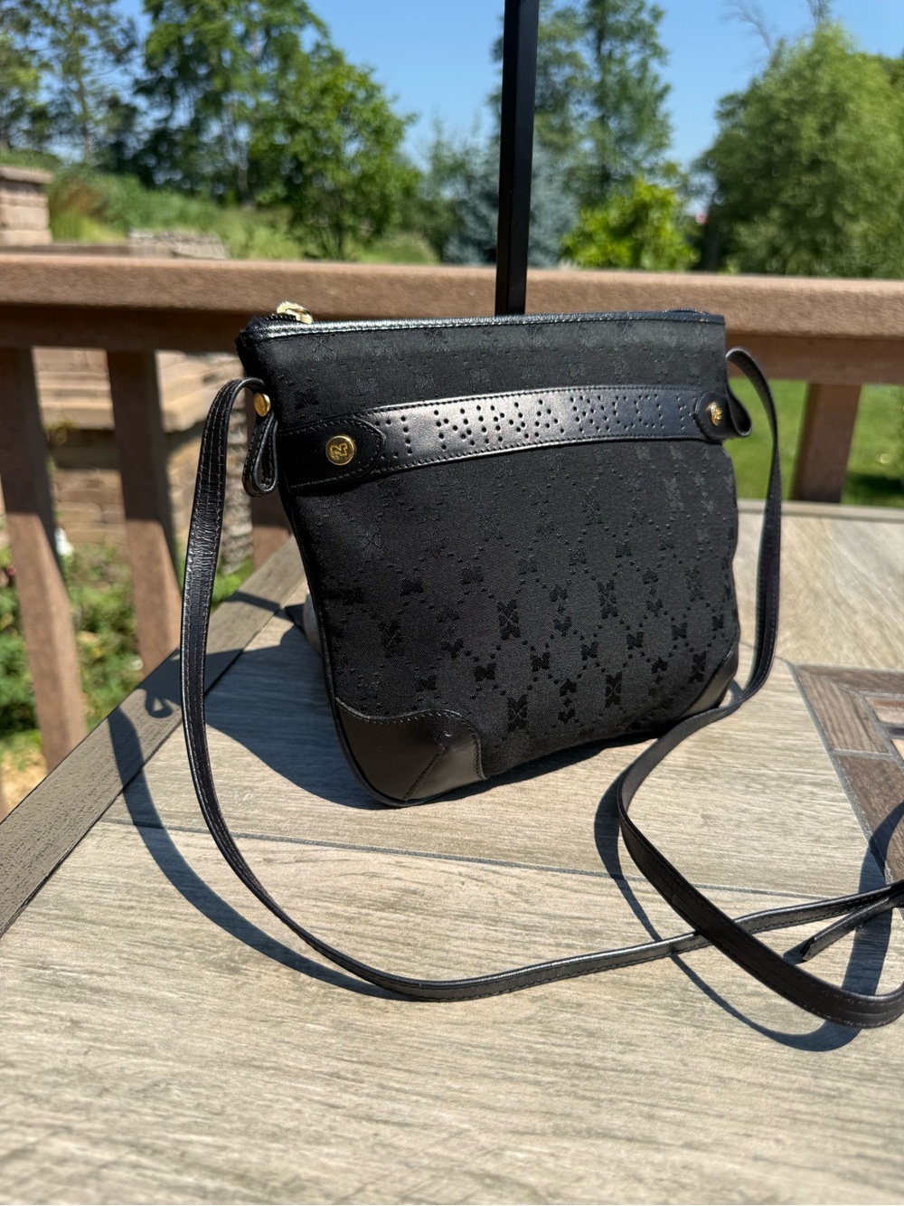 EUC Vintage Nina Ricci black monogram canvas crossbody bag - Picture 3 of 10